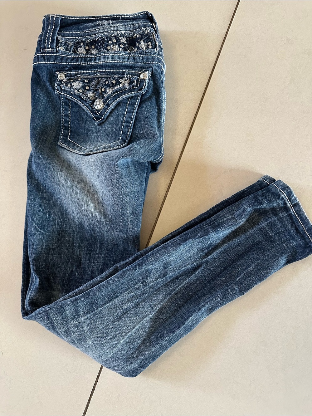 Miss Me Jeans Women's Embellished Straight Leg Denim Jeans Size 27